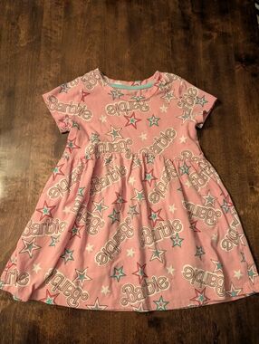 Barbie Girls' Pink Star Print Dress/ Girl 4T